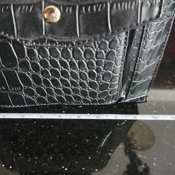 Black Patent and croc embossed PVC Structured Tote - Picture 10 of 11